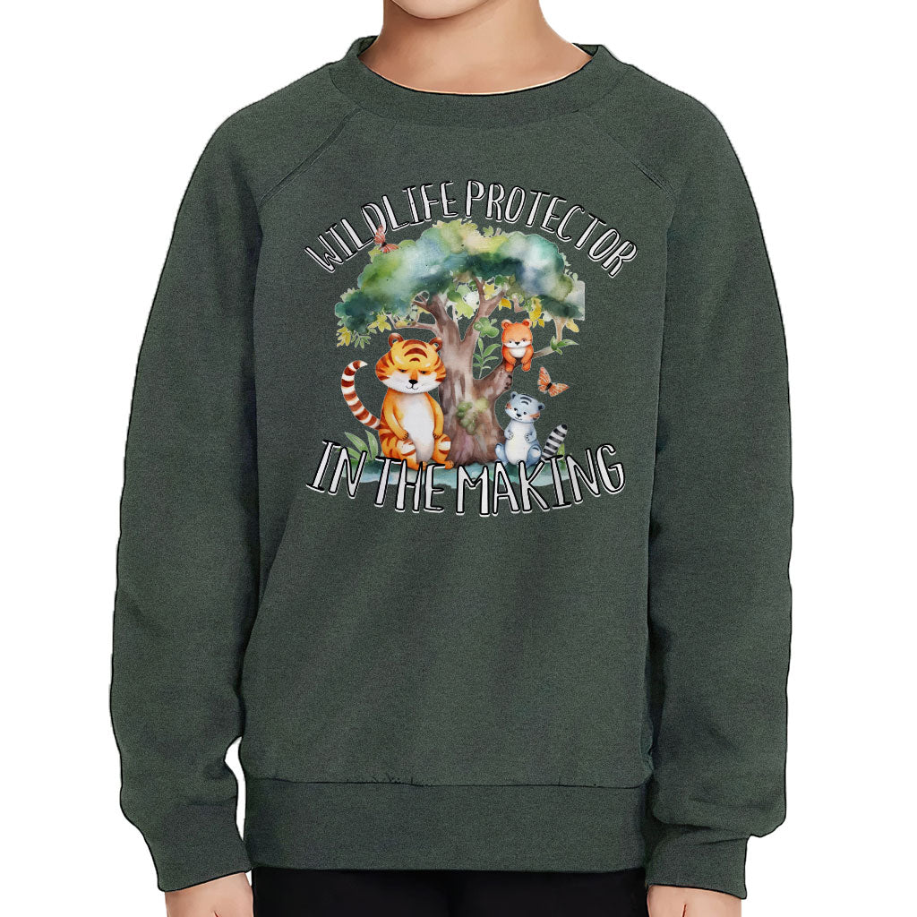 Wildlife Protector Toddler Raglan Sweatshirt - Animals Sponge Fleece Sweatshirt - Themed Kids' Sweatshirt
