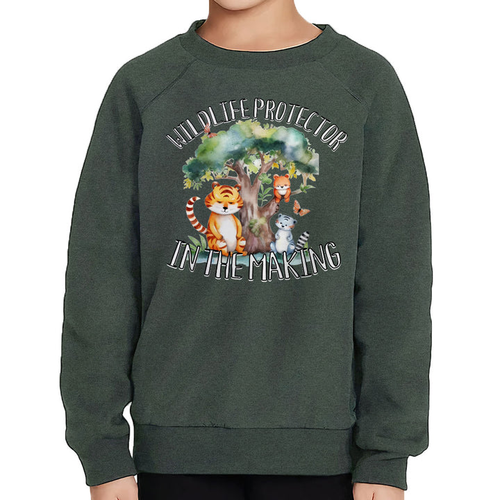 Wildlife Protector Toddler Raglan Sweatshirt - Animals Sponge Fleece Sweatshirt - Themed Kids' Sweatshirt