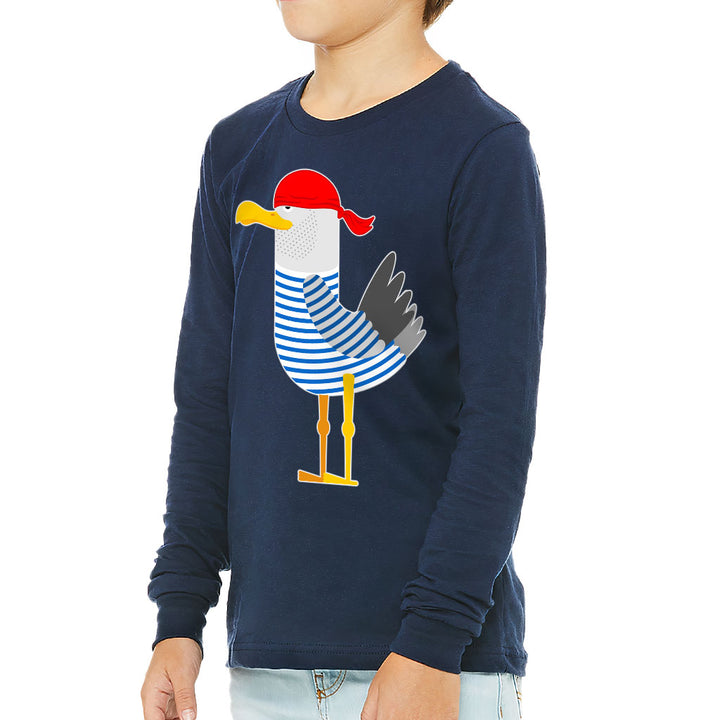 Bird Pirate Kids' Long Sleeve T-Shirt - Cool T-Shirt - Printed Long Sleeve Tee