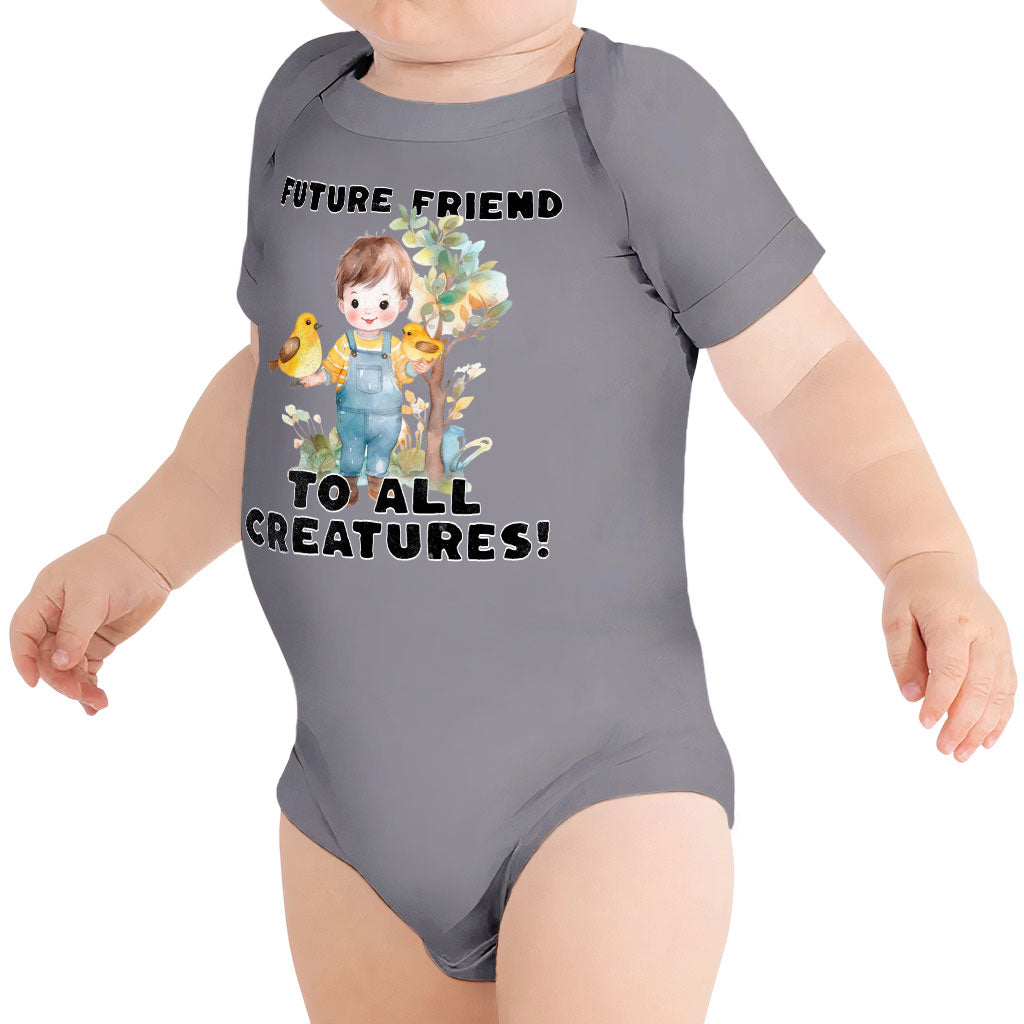 Future Friend for All Creatures Baby Jersey Onesie - Cute Baby Bodysuit - Colorful Baby One-Piece