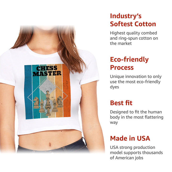 Chess Master Women's Cropped T-Shirt - Board Game Crop Top - Art Cropped Tee