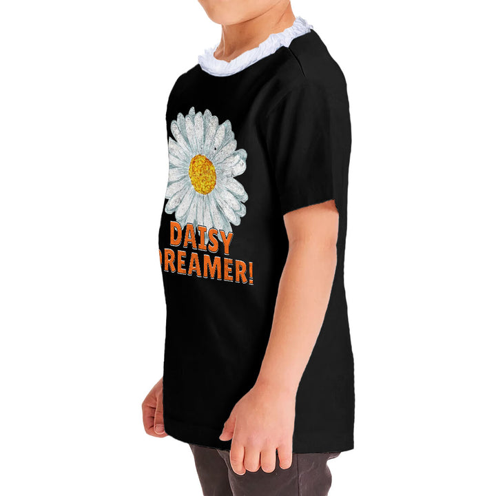 Daisy Dreamer Girls' Ruffle Neck T-Shirt - Minimalistic Toddler T-Shirt - Printed Ruffle Neck Tee
