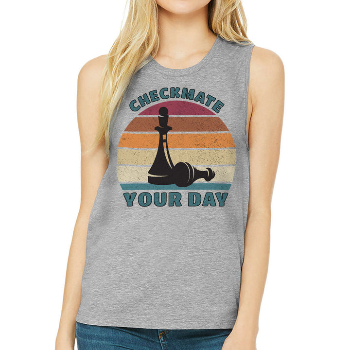 Checkmate Your Day Women's Muscle Tank - Colorful Tank Top - Printed Workout Tank