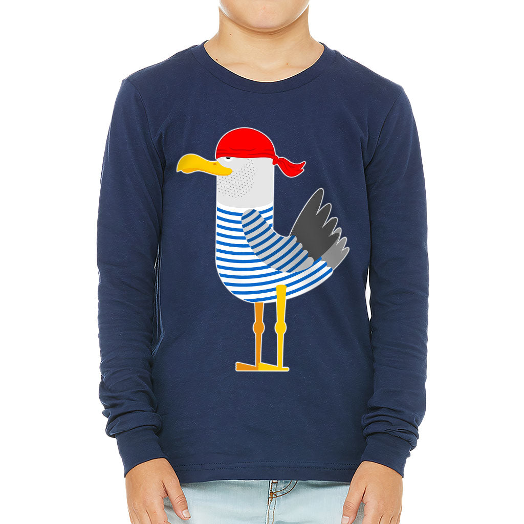 Bird Pirate Kids' Long Sleeve T-Shirt - Cool T-Shirt - Printed Long Sleeve Tee