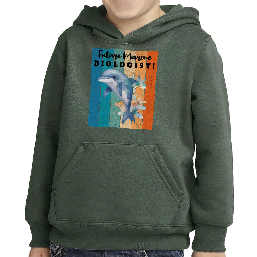 Future Marine Biologist Toddler Pullover Hoodie - Dolphin Sponge Fleece Hoodie - Printed Hoodie for Kids