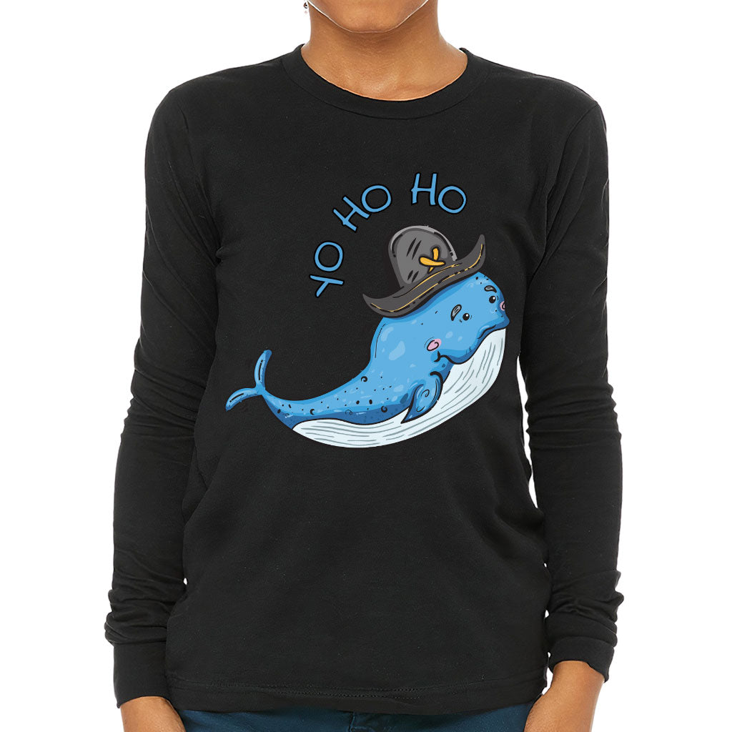 Whale Print Kids' Long Sleeve T-Shirt - Yo Ho Ho T-Shirt - Graphic Long Sleeve Tee