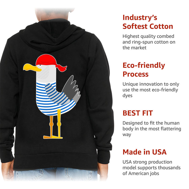 Bird Pirate Kids' Full-Zip Hoodie - Cool Hooded Sweatshirt - Printed Kids' Hoodie