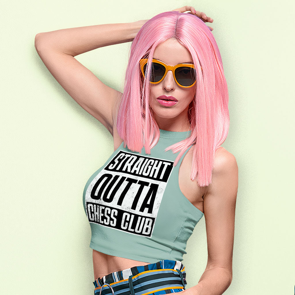 Word Art Racerback Cropped Tank - Chess Club Women's Tank - Unique Tank Top