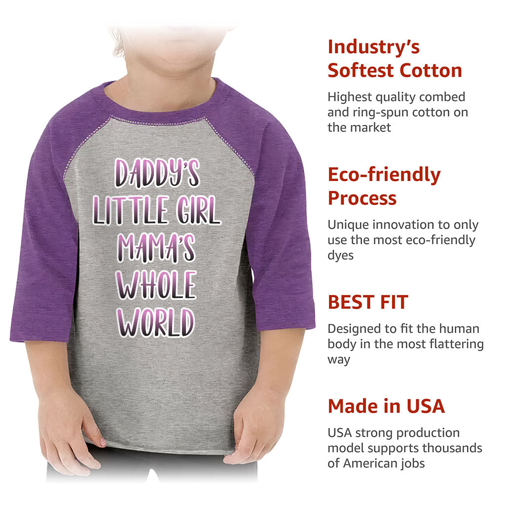 Daddy's Little Girl Toddler Baseball T-Shirt - Cute 3/4 Sleeve T-Shirt - Printed Kids' Baseball Tee
