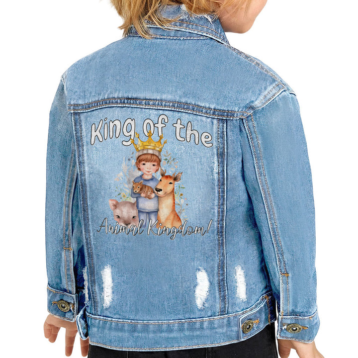 King Of the Animal Kingdom Toddler Denim Jacket - Cool Jean Jacket - Graphic Denim Jacket for Kids
