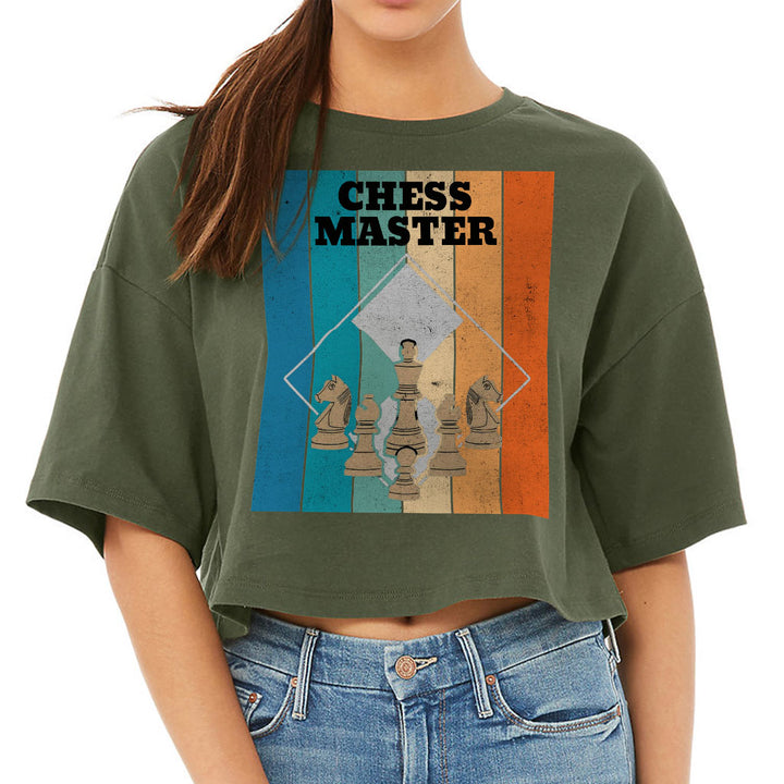 Chess Master Women's Crop Tee Shirt - Board Game Cropped T-Shirt - Art Crop Top