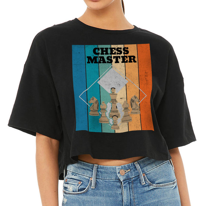 Chess Master Women's Crop Tee Shirt - Board Game Cropped T-Shirt - Art Crop Top