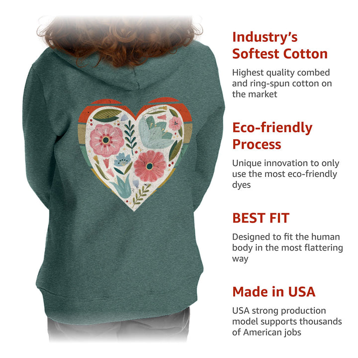 Flower Heart Toddler Full-Zip Hoodie - Colorful Toddler Hoodie - Printed Kids' Hoodie