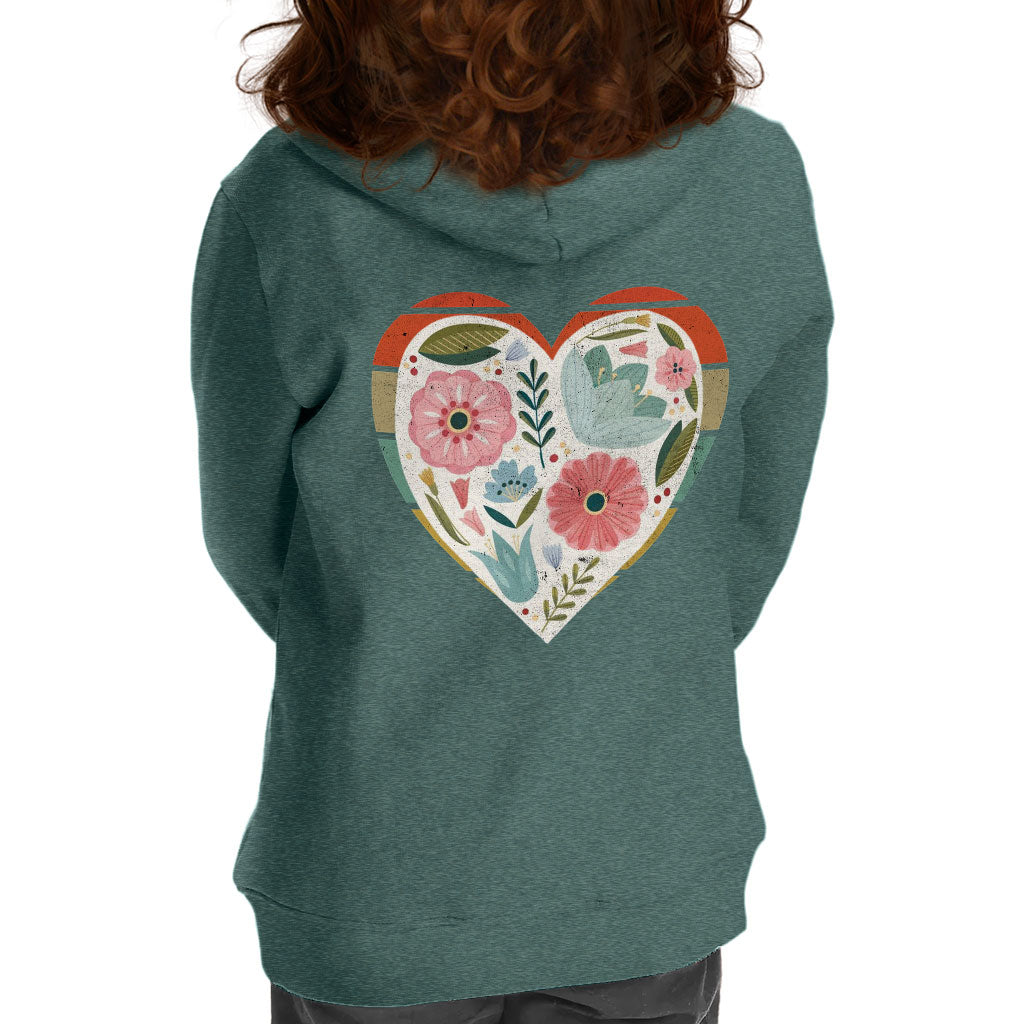 Flower Heart Toddler Full-Zip Hoodie - Colorful Toddler Hoodie - Printed Kids' Hoodie
