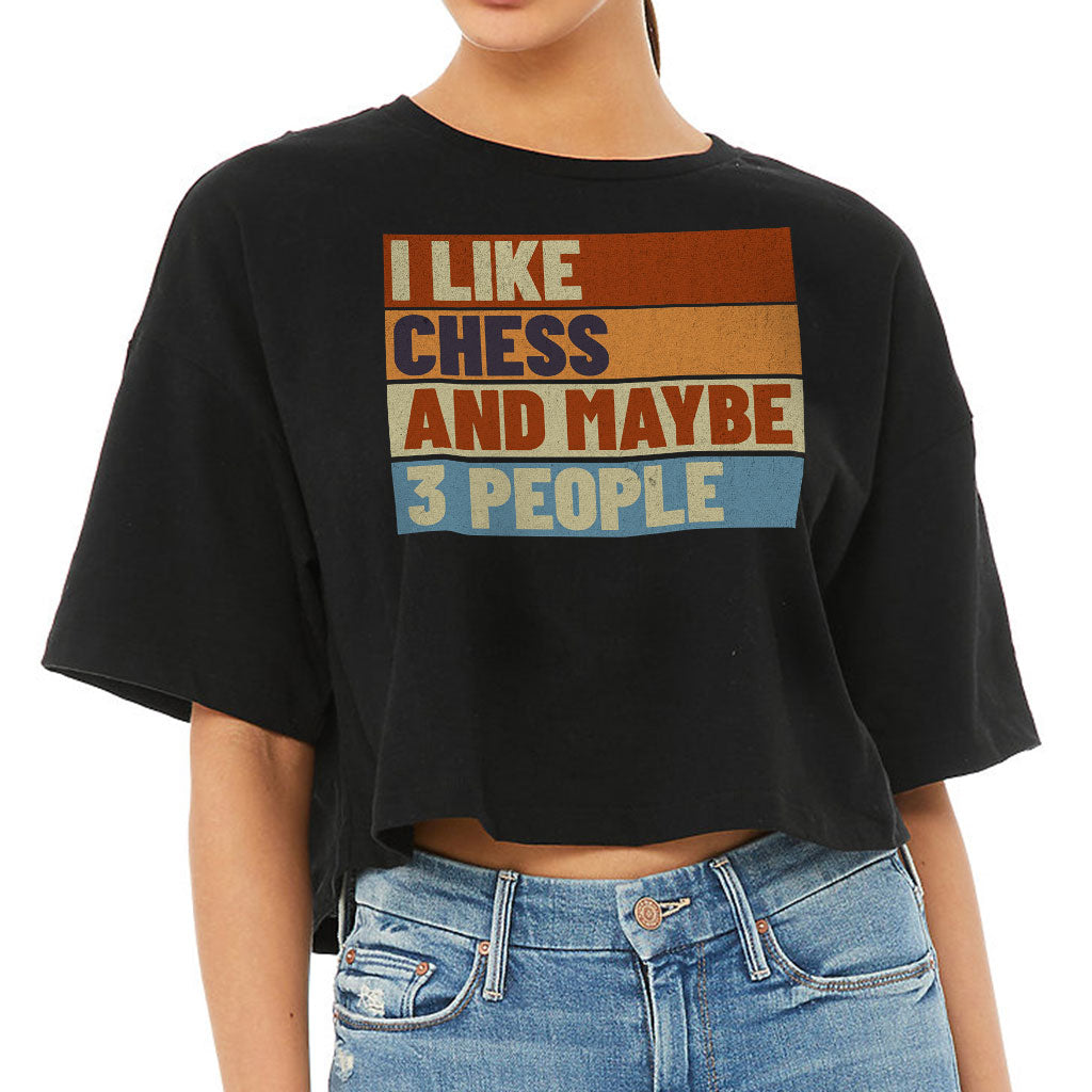I Like Chess Women's Crop Tee Shirt - Colorful Cropped T-Shirt - Art Crop Top
