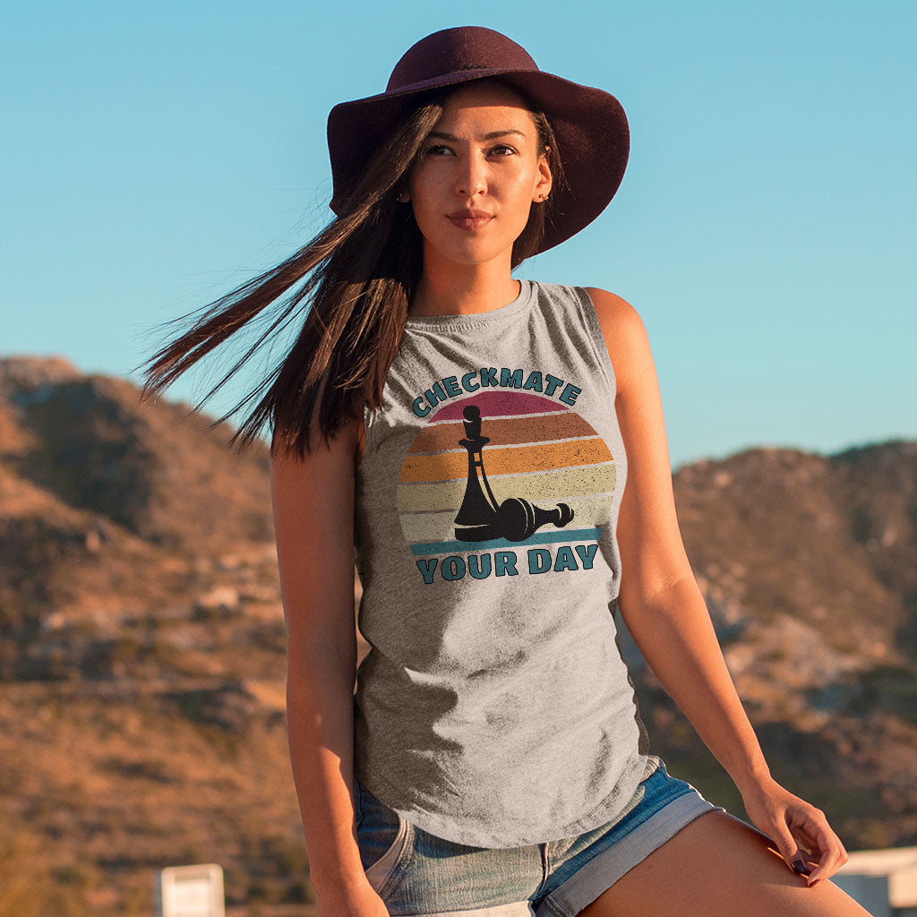 Checkmate Your Day Women's Muscle Tank - Colorful Tank Top - Printed Workout Tank