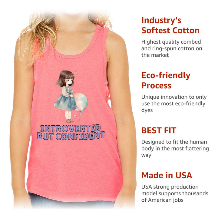 Introverted but Confident Kids' Jersey Tank - Little Girl Sleeveless T-Shirt - Graphic Kids' Tank Top