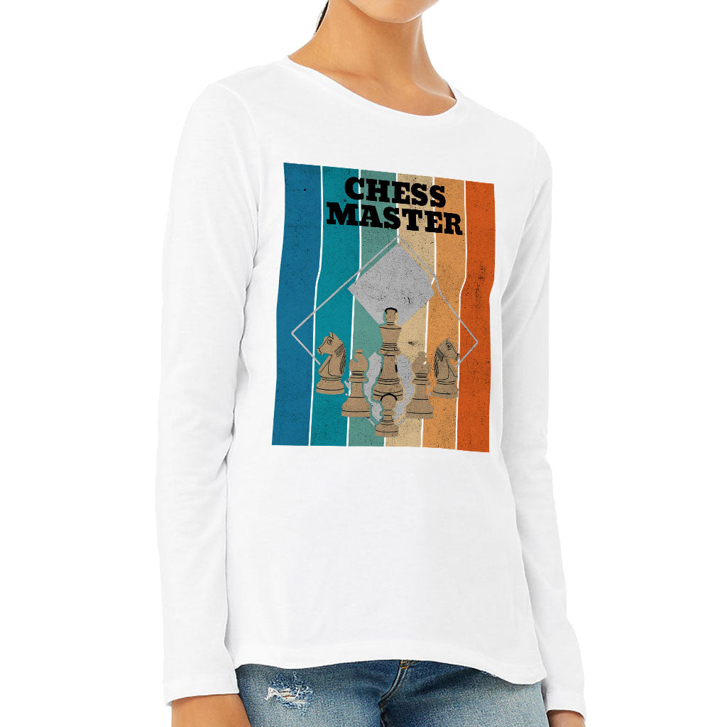 Chess Master Women's Long Sleeve T-Shirt - Board Game Long Sleeve Tee - Art T-Shirt