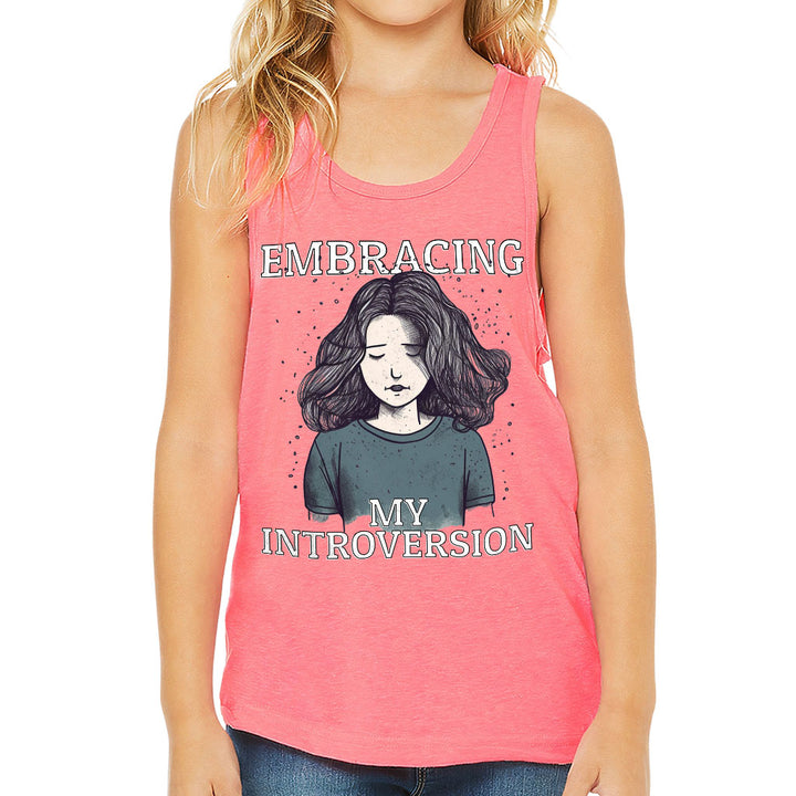 Embracing My Introversion Kids' Jersey Tank - Cute Print Sleeveless T-Shirt - Printed Kids' Tank Top