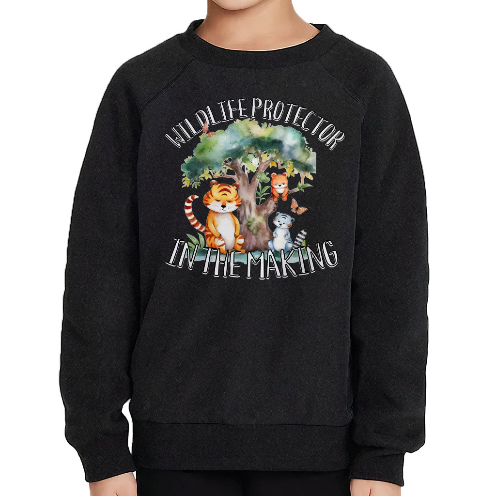 Wildlife Protector Toddler Raglan Sweatshirt - Animals Sponge Fleece Sweatshirt - Themed Kids' Sweatshirt