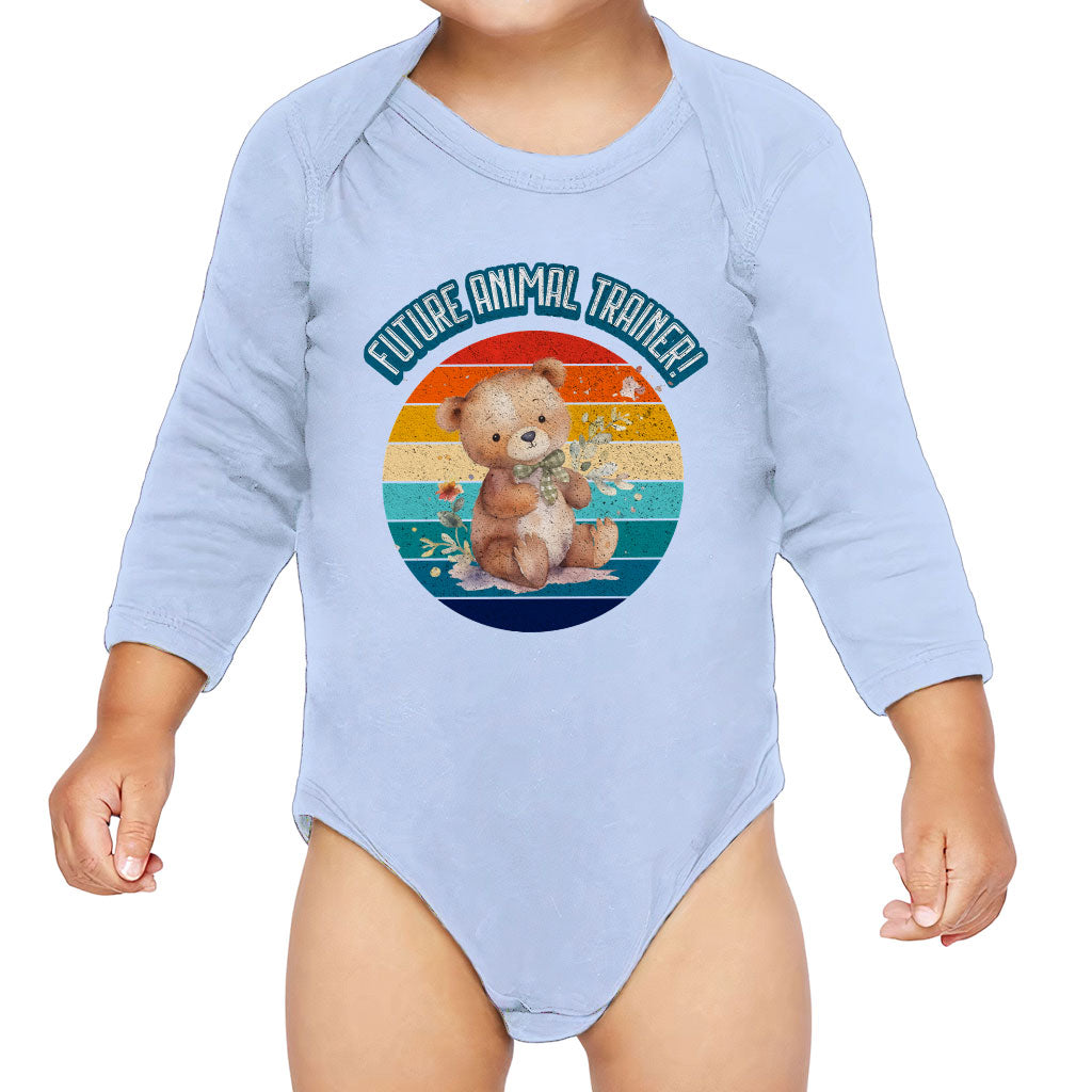 Future Animal Trainer Baby Long Sleeve Onesie - Teddy Bear Baby Long Sleeve Bodysuit - Printed Baby One-Piece