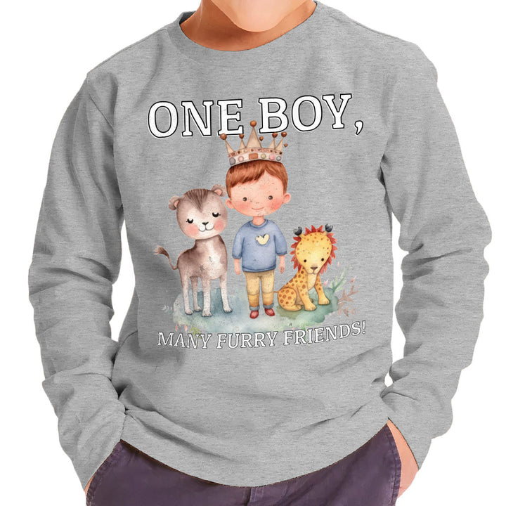 Many Furry Friends Toddler Long Sleeve T-Shirt - Animal Lover Kids' T-Shirt - Graphic Long Sleeve Tee