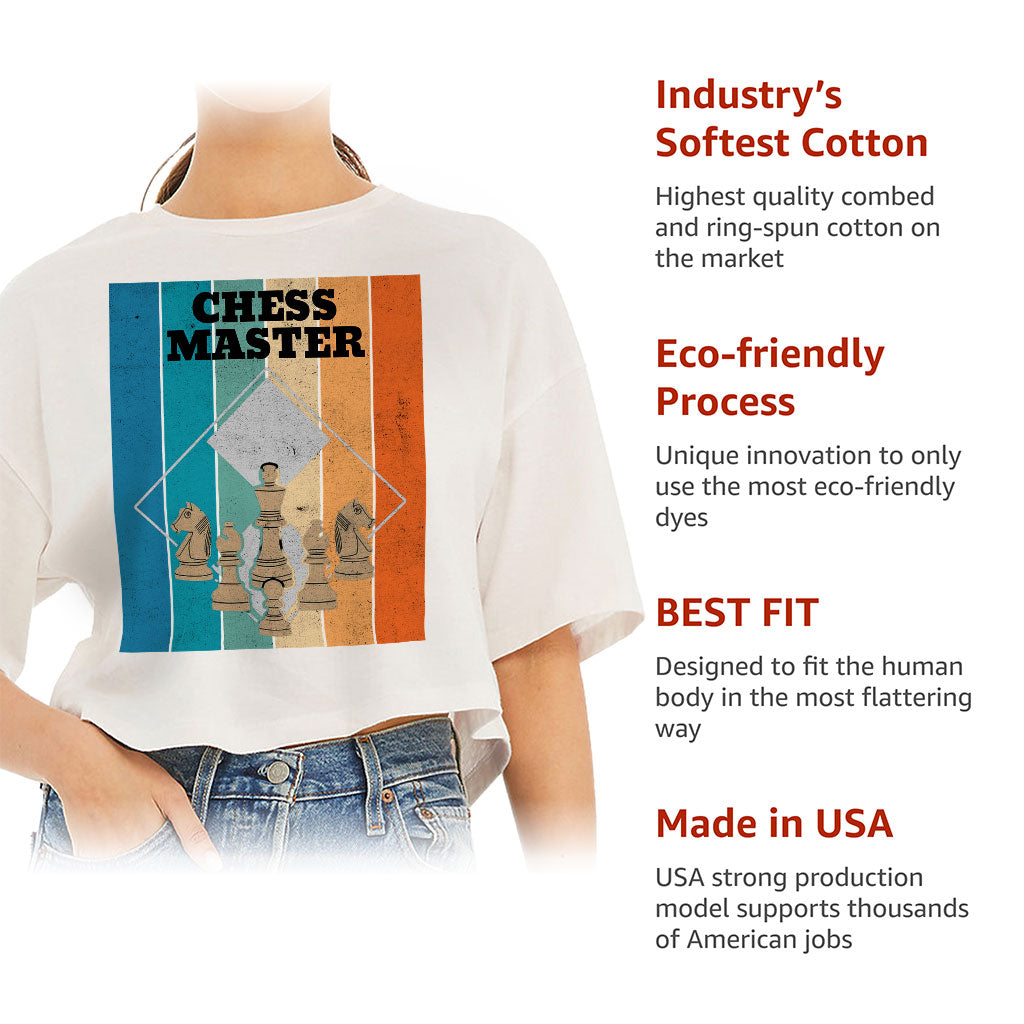 Chess Master Women's Crop Tee Shirt - Board Game Cropped T-Shirt - Art Crop Top