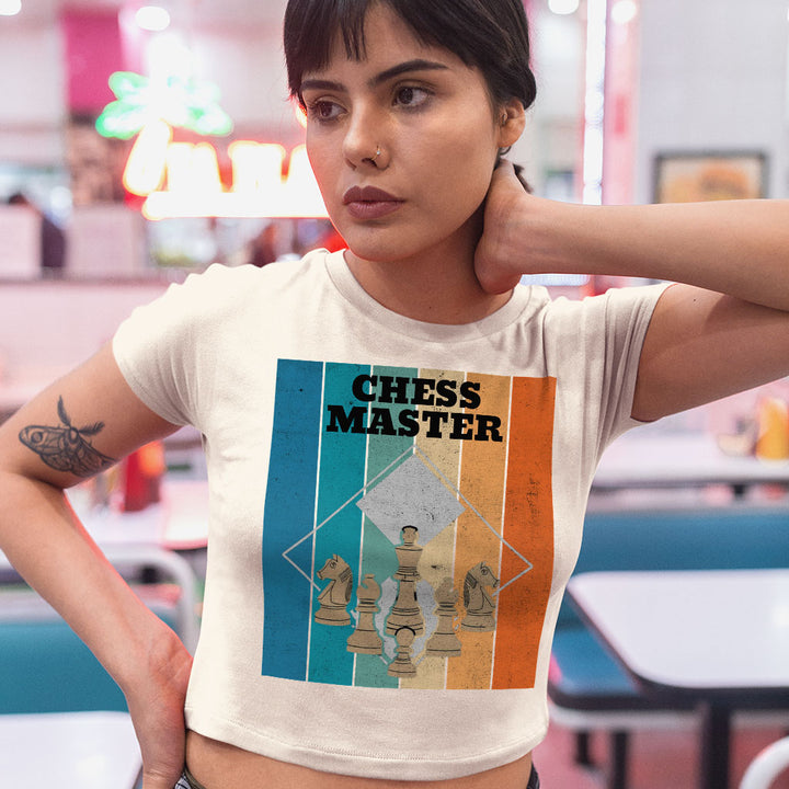 Chess Master Women's Crop Tee Shirt - Board Game Cropped T-Shirt - Art Crop Top