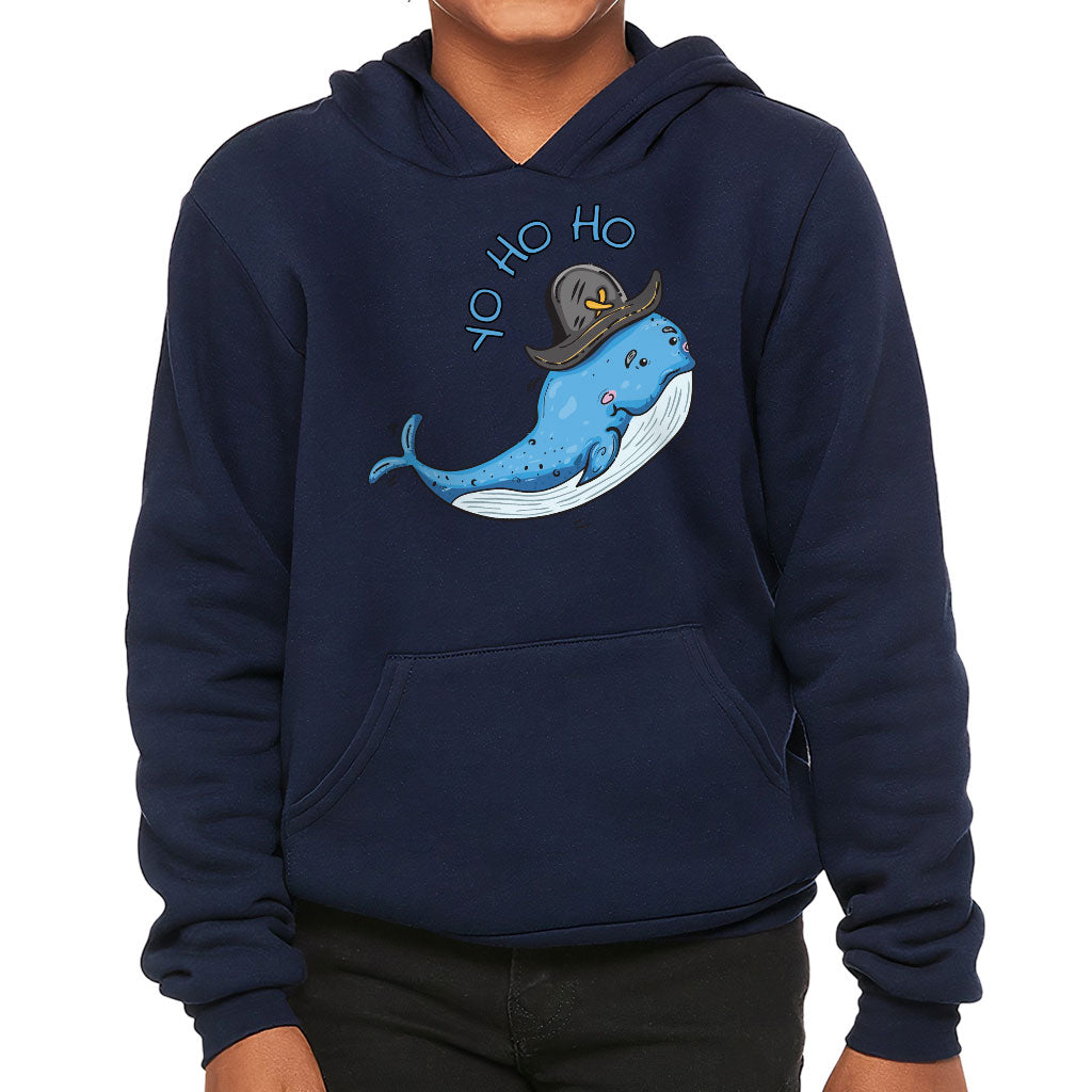 Whale Print Kids' Sponge Fleece Hoodie - Yo Ho Ho Kids' Hoodie - Graphic Hoodie for Kids