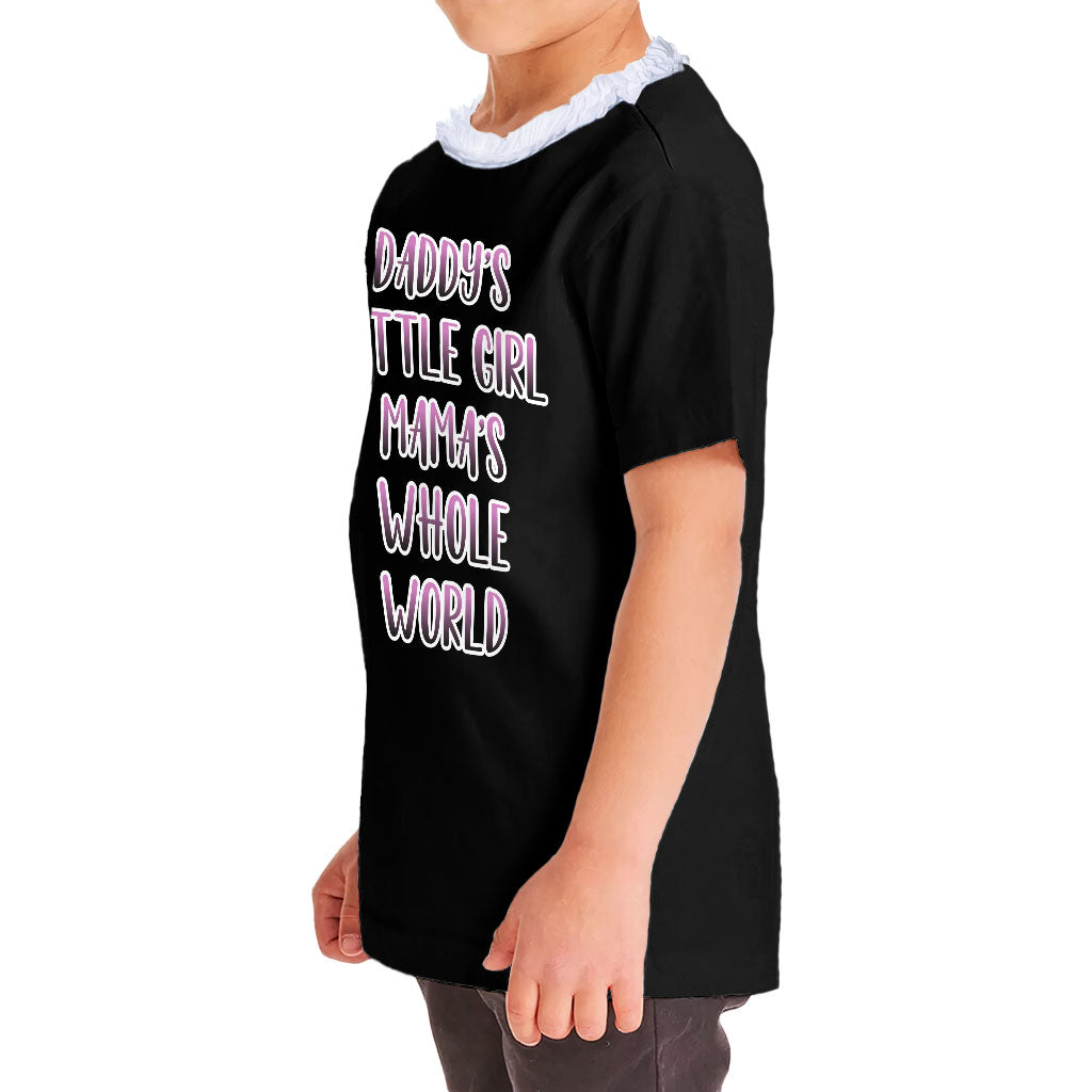 Daddy's Little Girl Girls' Ruffle Neck T-Shirt - Cute Toddler T-Shirt - Printed Ruffle Neck Tee