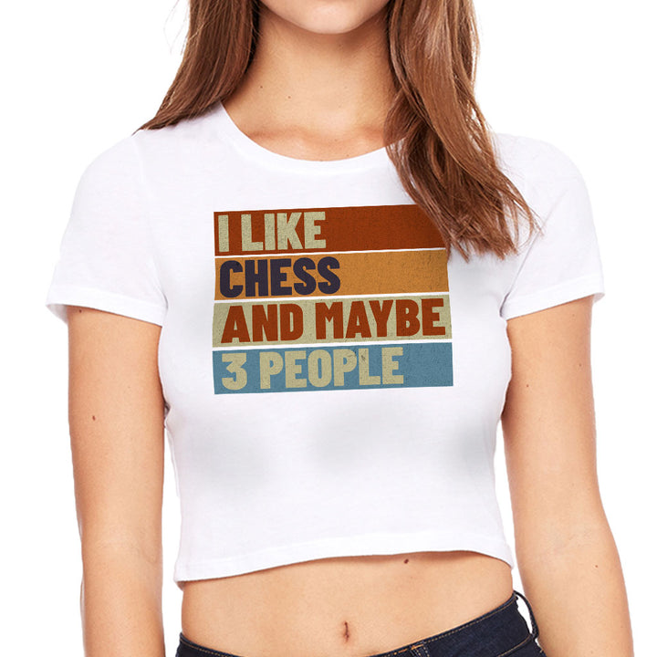 I Like Chess Women's Cropped T-Shirt - Colorful Crop Top - Art Cropped Tee