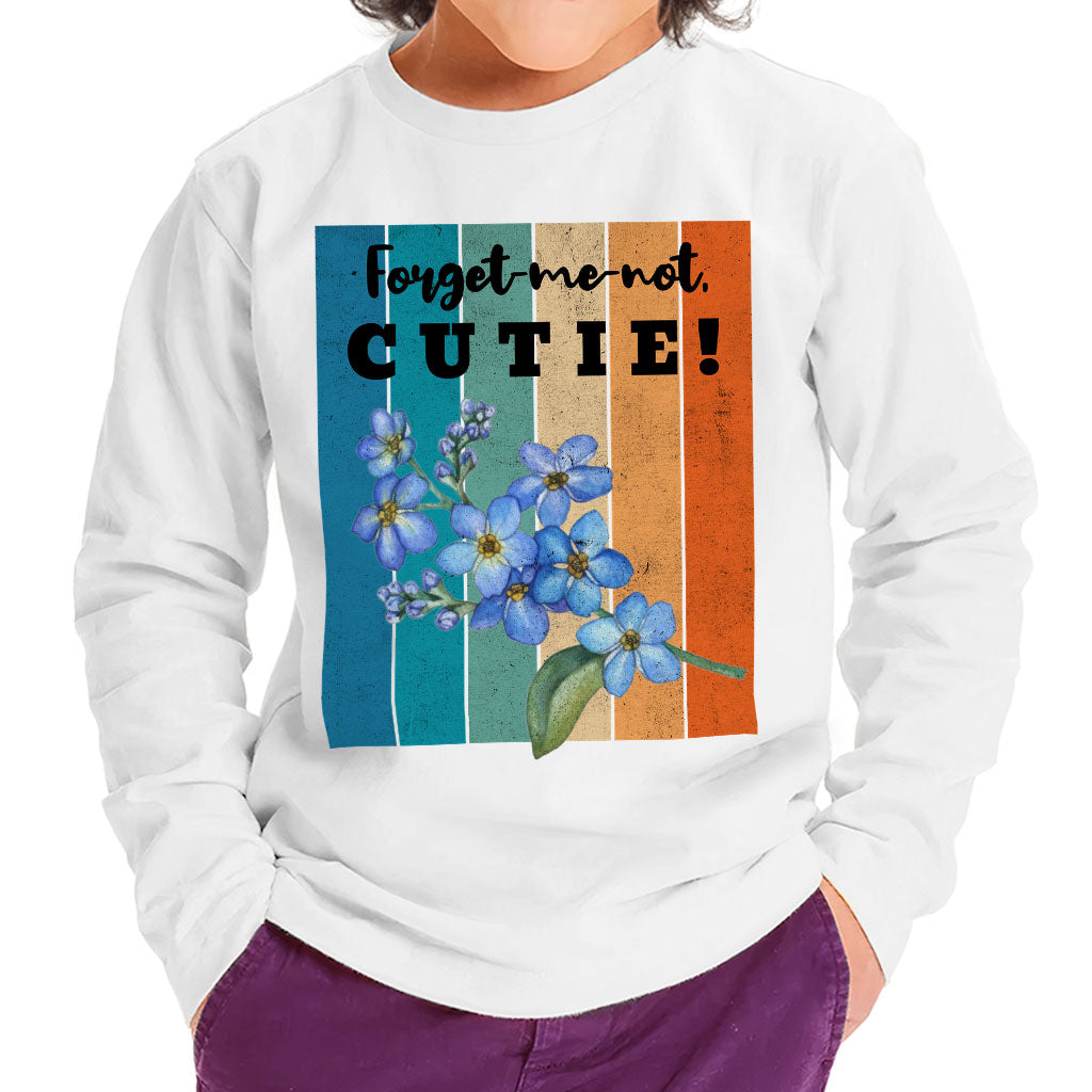 Forget-me-not Cutie Toddler Long Sleeve T-Shirt - Vintage Kids' T-Shirt - Bright Long Sleeve Tee