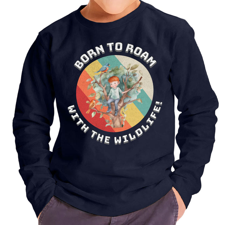 Born to Roam Toddler Long Sleeve T-Shirt - Birds Kids' T-Shirt - Colorful Long Sleeve Tee