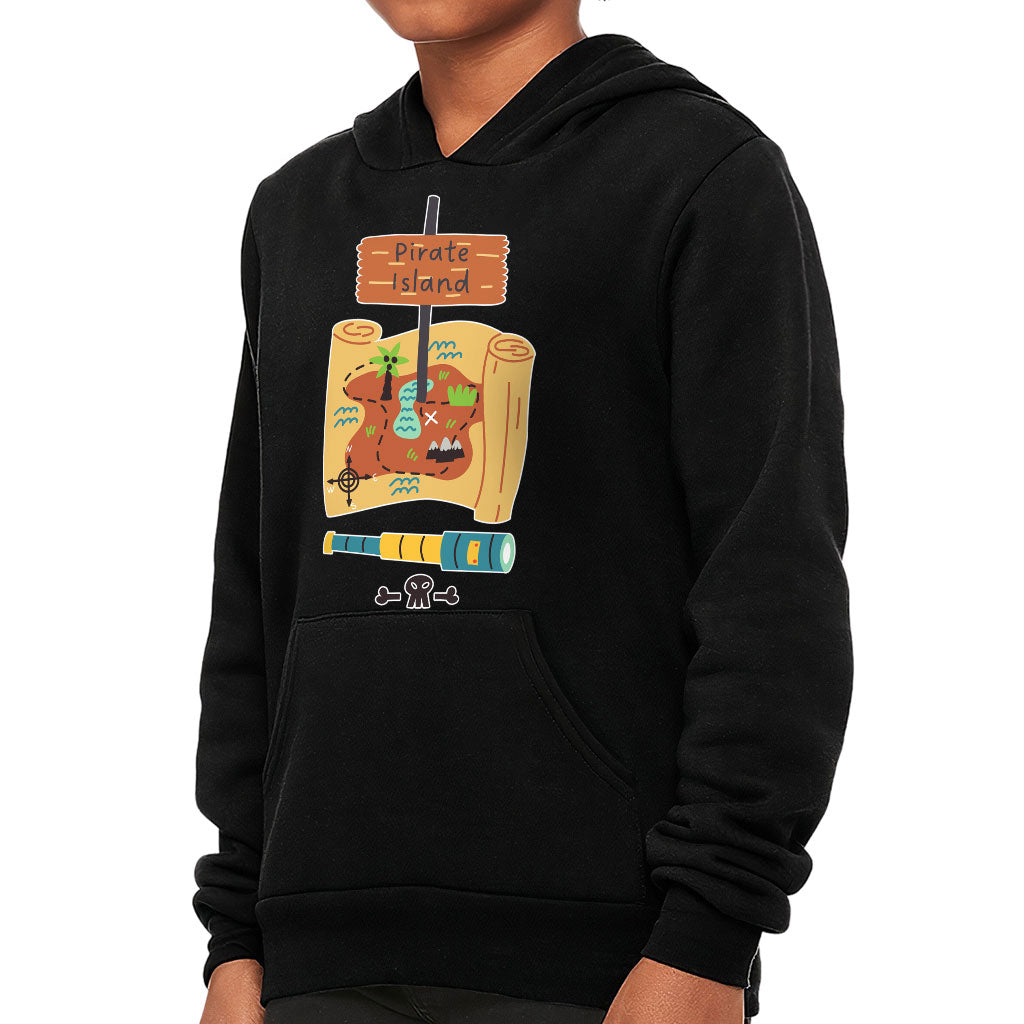 Pirate Island Kids' Sponge Fleece Hoodie - Map Print Kids' Hoodie - Cool Hoodie for Kids