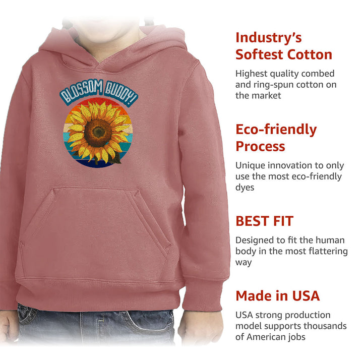 Blossom Buddy Toddler Pullover Hoodie - Flower Sponge Fleece Hoodie - Plant Hoodie for Kids