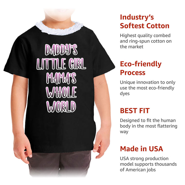 Daddy's Little Girl Girls' Ruffle Neck T-Shirt - Cute Toddler T-Shirt - Printed Ruffle Neck Tee