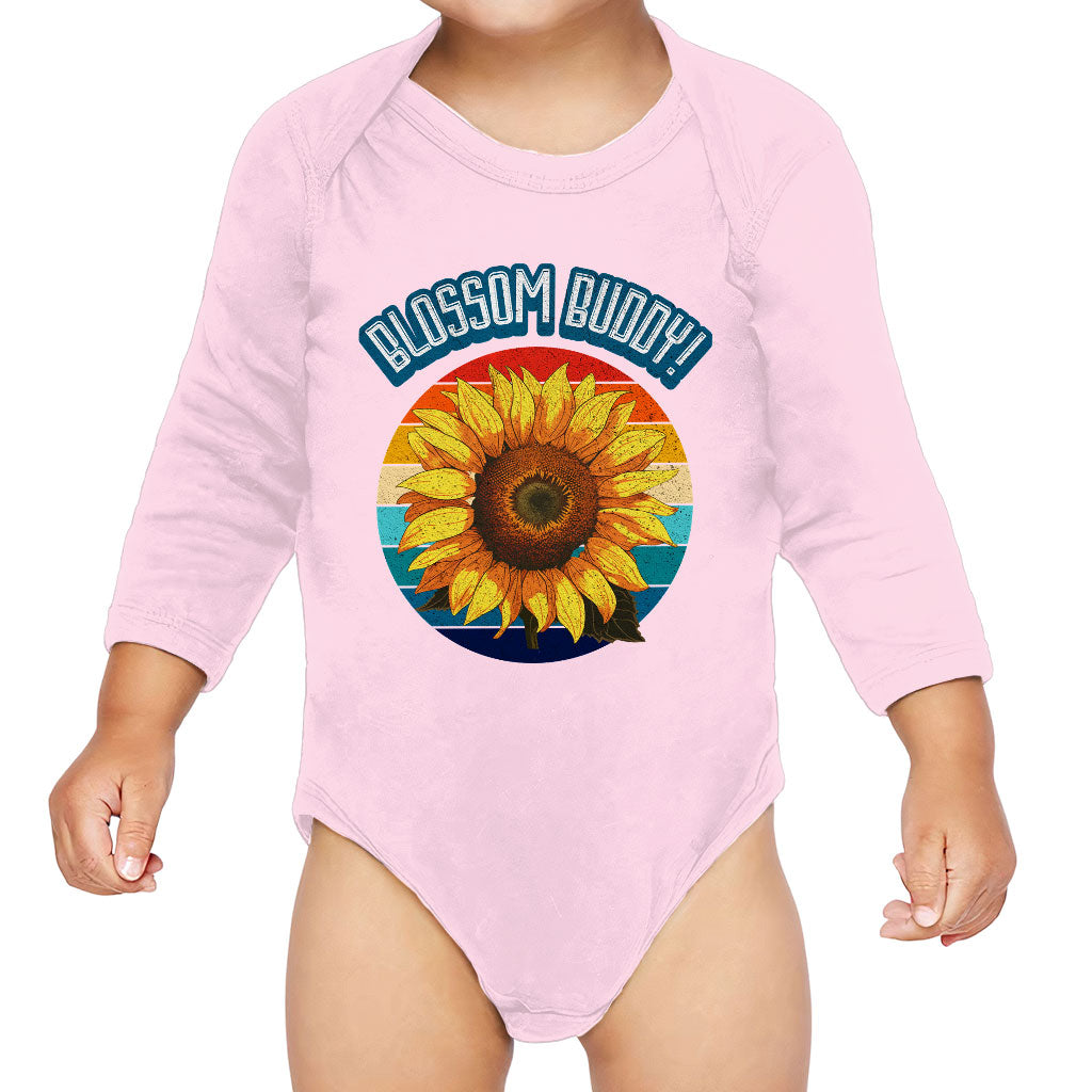 Blossom Buddy Baby Long Sleeve Onesie - Flower Baby Long Sleeve Bodysuit - Plant Baby One-Piece