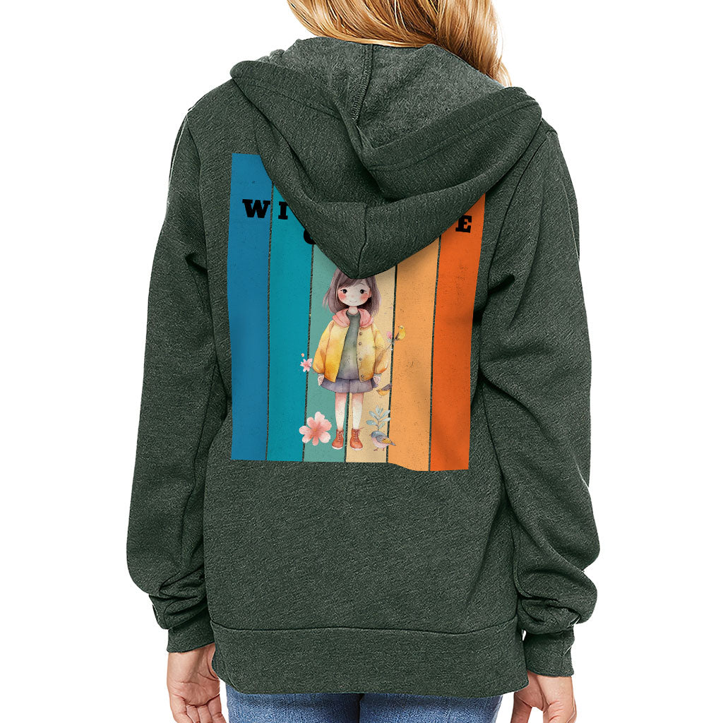 The Calm Within the Chaos Kids' Full-Zip Hoodie - Flower Girl Hooded Sweatshirt - Art Kids' Hoodie