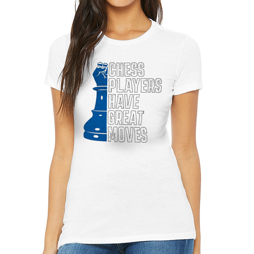 Chess Players Slim Fit T-Shirt - Cool Design Women's T-Shirt - Word Design Slim Fit Tee