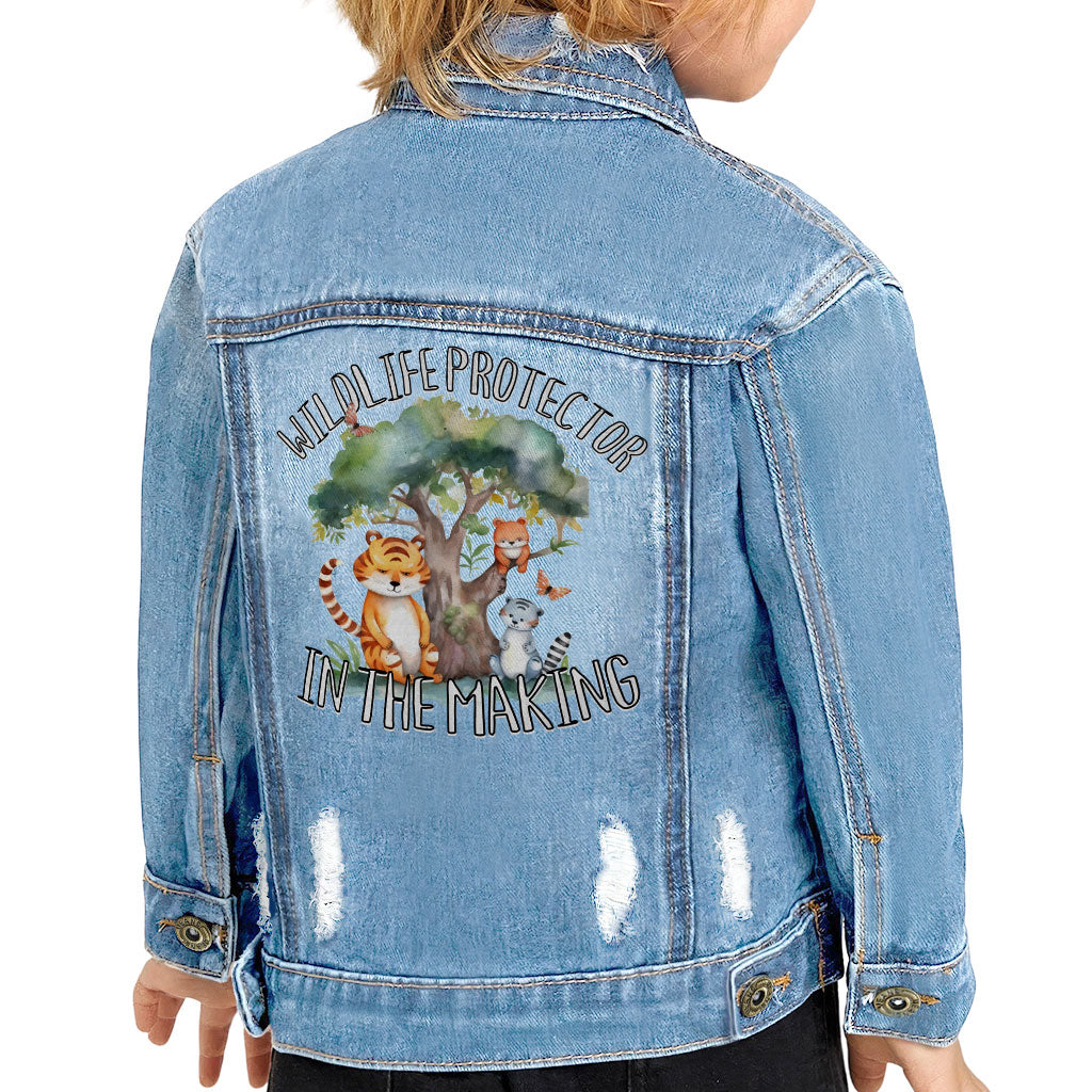 Wildlife Protector Toddler Denim Jacket - Animals Jean Jacket - Themed Denim Jacket for Kids