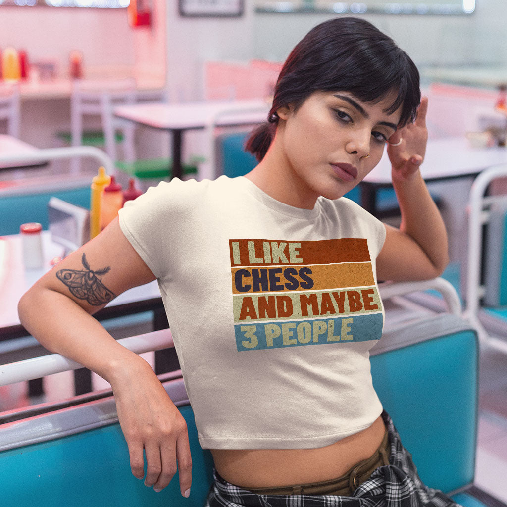 I Like Chess Women's Crop Tee Shirt - Colorful Cropped T-Shirt - Art Crop Top