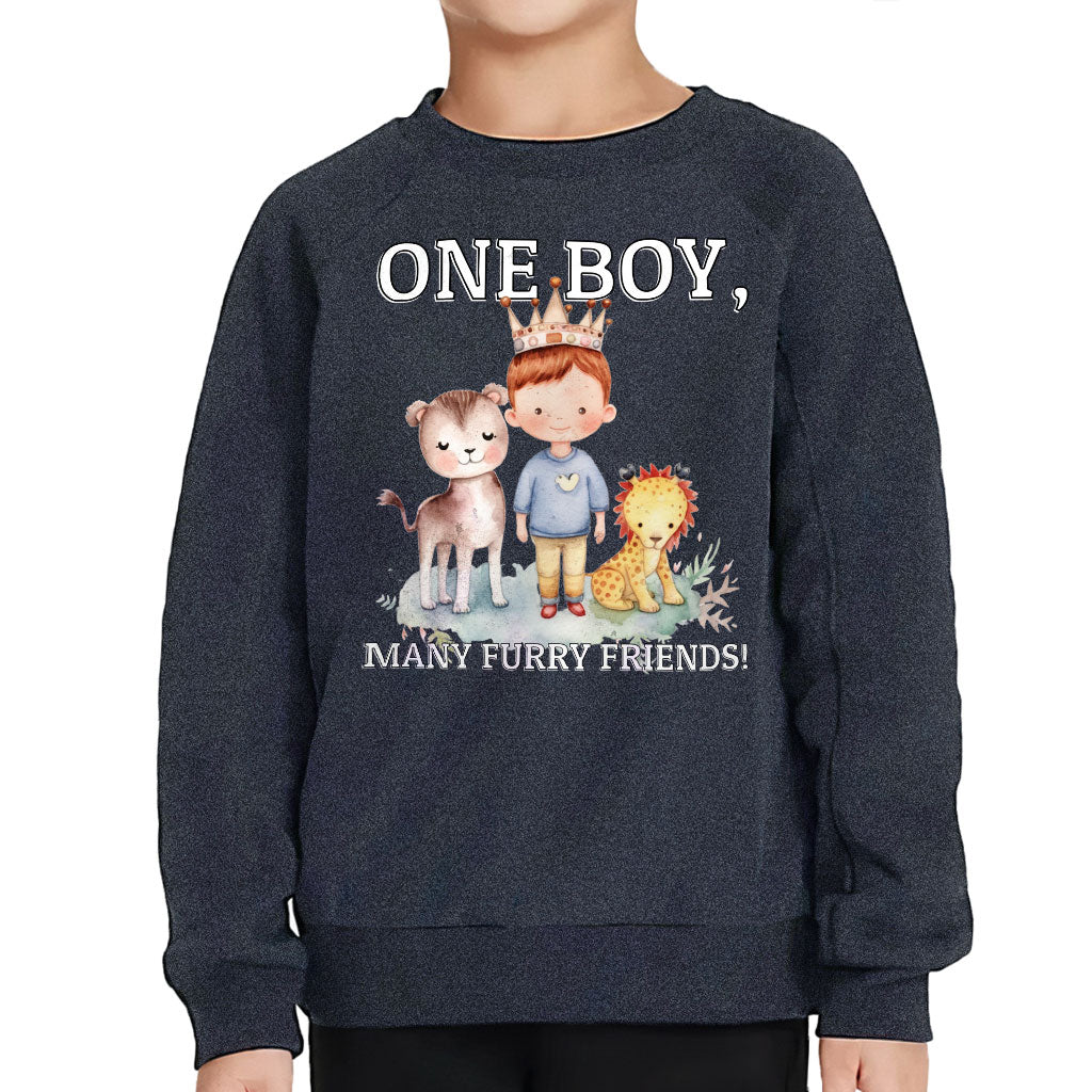 Many Furry Friends Toddler Raglan Sweatshirt - Animal Lover Sponge Fleece Sweatshirt - Graphic Kids' Sweatshirt