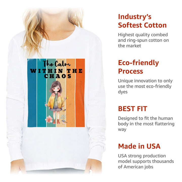 The Calm Within the Chaos Kids' Long Sleeve T-Shirt - Flower Girl T-Shirt - Art Long Sleeve Tee