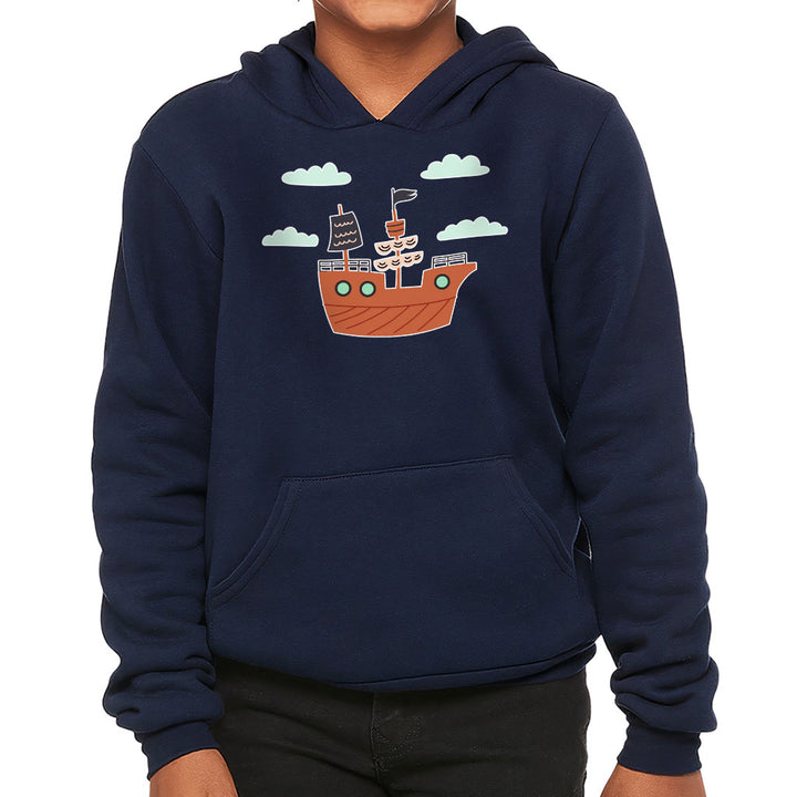 Pirate Ship Kids' Sponge Fleece Hoodie - Themed Kids' Hoodie - Bright Art Hoodie for Kids