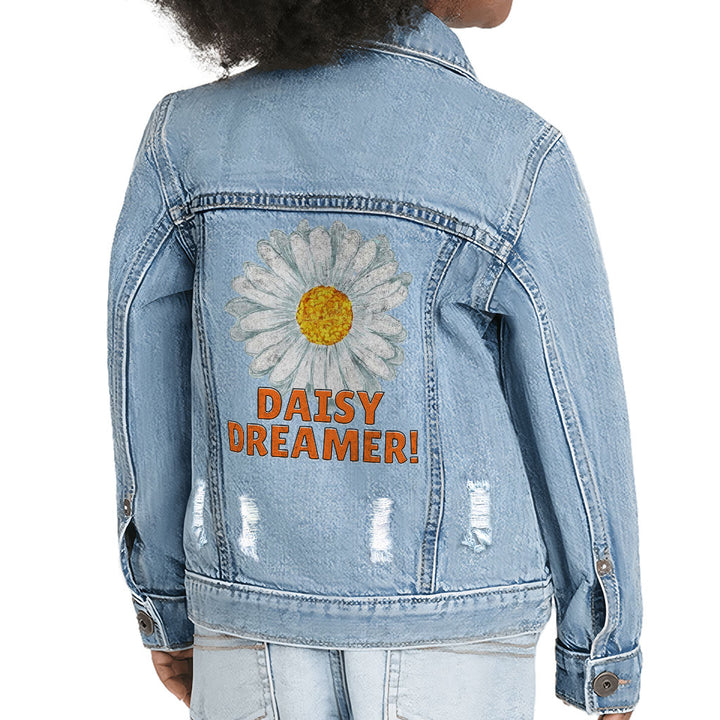 Daisy Dreamer Toddler Denim Jacket - Minimalistic Jean Jacket - Printed Denim Jacket for Kids