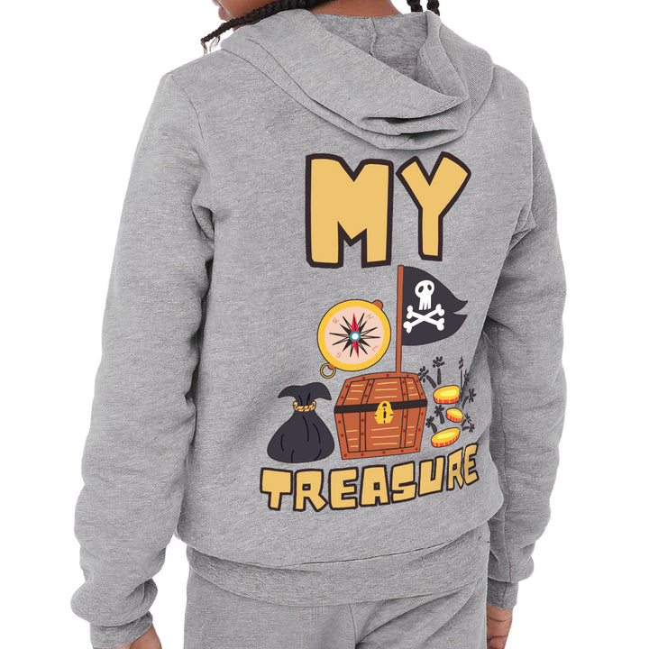 My Treasure Kids' Full-Zip Hoodie - Pirate Design Hooded Sweatshirt - Colorful Kids' Hoodie
