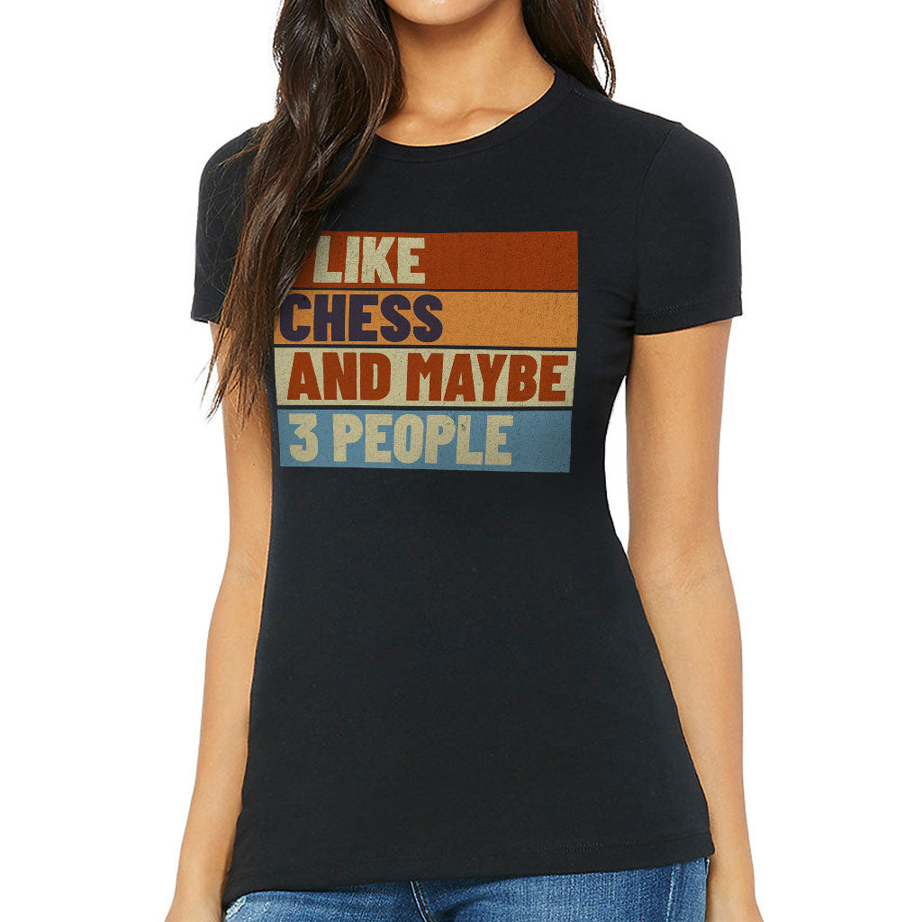 I Like Chess Slim Fit T-Shirt - Colorful Women's T-Shirt - Art Slim Fit Tee