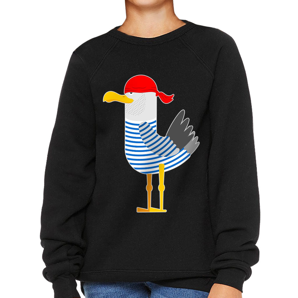 Bird Pirate Kids' Raglan Sweatshirt - Cool Sponge Fleece Sweatshirt - Printed Sweatshirt