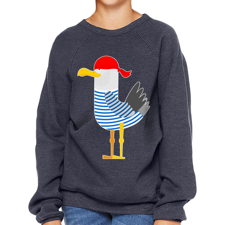 Bird Pirate Kids' Raglan Sweatshirt - Cool Sponge Fleece Sweatshirt - Printed Sweatshirt