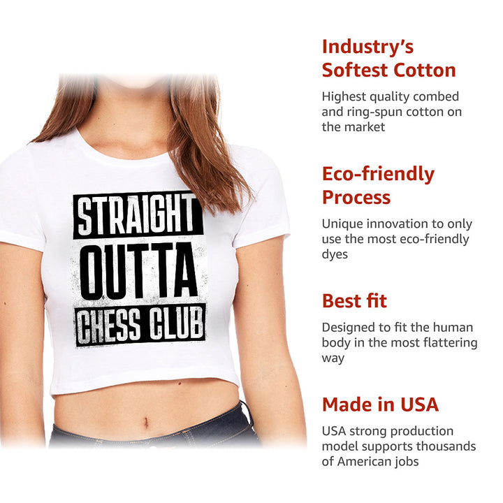 Word Art Women's Cropped T-Shirt - Chess Club Crop Top - Unique Cropped Tee